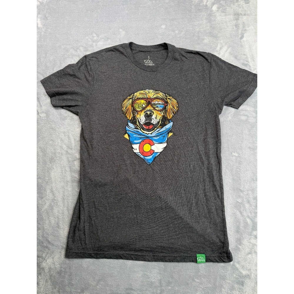 Wild Tribute 4 The Parks T Shirt Mens Medium Gray Colorado Dog Print Cotton